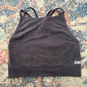 Gymshark Black High-Neck Seamless Crop Sports Bra